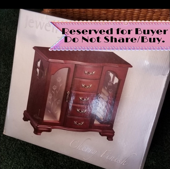Other - RESERVED! Cherry Finish Jewelry Box NIB!